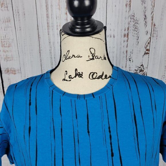 Worthington Blue Medium Funky Summer Chich Cropped Cinched Tie Waist Blouse - Picture 4 of 7